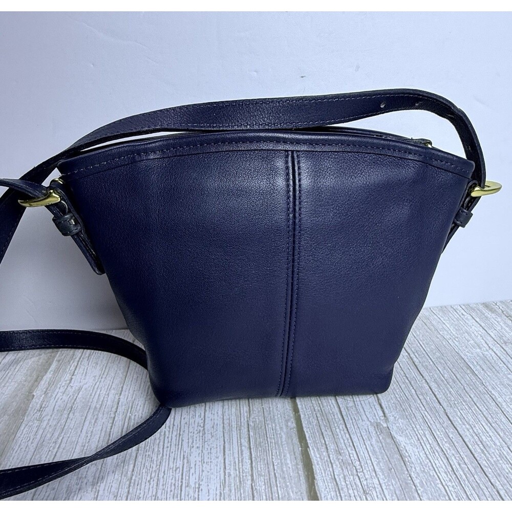 Vintage Coach 4107 Mini Shoulder Bag Navy Small basket Jan 1998 Leather RARE